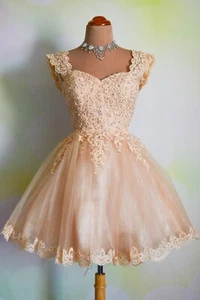 Nude Short PROM 2025 EVENING PAGEANT FORMAL BALL GALA DRESS WEDDING GOWN M 6/8 - Picture 1 of 12
