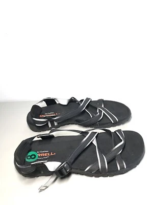 Sandalias deportivas Merrell de espuma viscoelástica de cuero negro plateado sintético para mujer 8M/39EU Foto 1 de 4