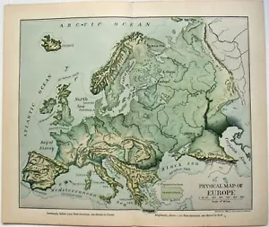 Europe - Original 1903 Dated Physical Map by Dodd Mead & Company. Antique - Picture 1 of 3