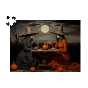 Hexing in Harmony Wooden Jigsaw Puzzle 500 piece, Autumn Witch Puzzle - Picture 1 of 1