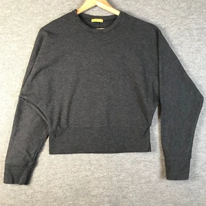 VTG 90s J. CREW Sweatshirt Dark Grey Dolman Sleeve Soft Oversize Fitted Waist - Picture 1 of 7