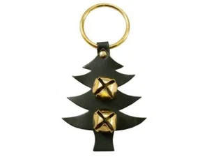 Tahoe Tack Fancy Holiday Themed Brass Shaped Sleigh Bell Leather Door Hangers - Picture 1 of 3