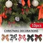 20/10Pcs Mini Christmas Bows Xmas Tree Hanging Ornament Crafts Noe✨f Wreath A0U1