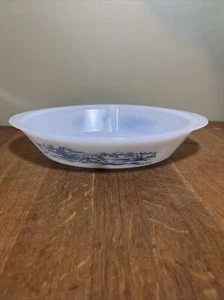 Currier & Ives Vintage Glasbake Milk Glass Divided Casserole Dish J2352 - Picture 1 of 6