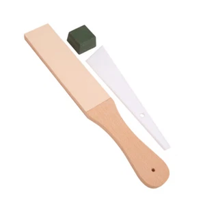 1 Set Wood Handle Sharpening Strop Razor Polishing Board Leathter - Picture 1 of 12