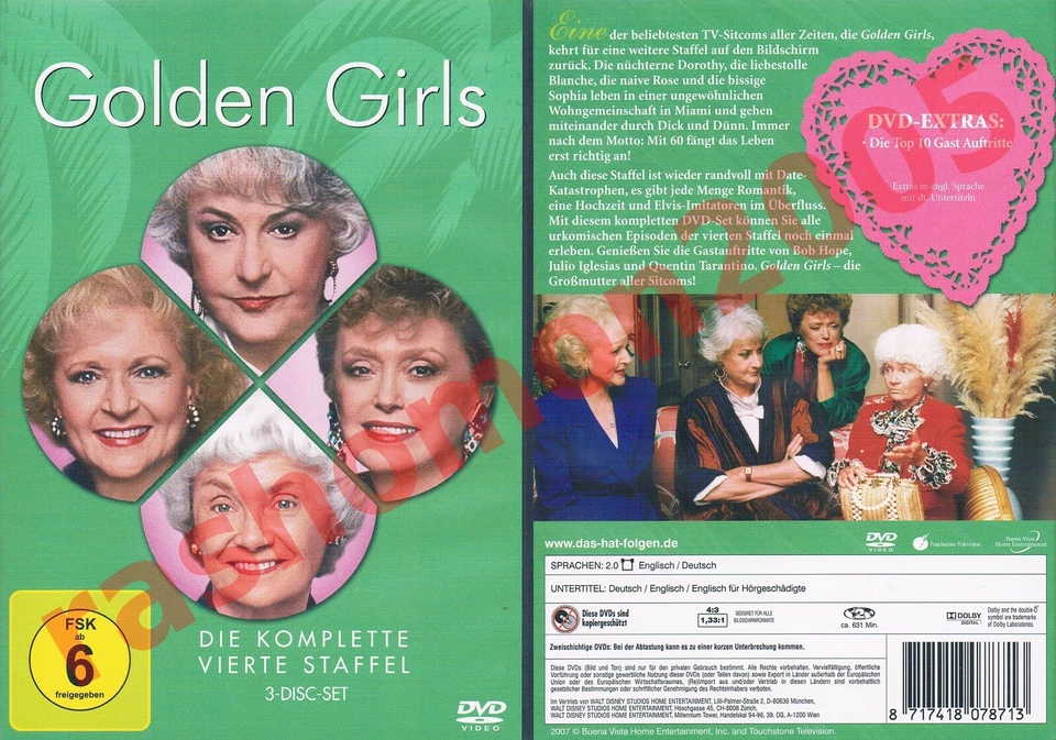 DVD THE GOLDEN GIRLS 1988 TV SERIES SEASON 4 Bea Arthur Betty White Region 2 PAL - Image 1 of 1