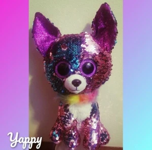 2019 Ty Beanie Boo Flippable Yappy The Chihuahua mit farbwechselnden Pailletten - Bild 1 von 4