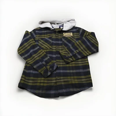 Scotch & Soda Jacket Mens Size Large Plaid Hoodie Embroidered Flannel - Image 1 of 4