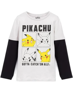 Pokemon Grey Pikachu Long Sleeved T-Shirt Boys - Picture 1 of 16