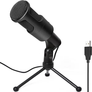 Micrófono USB PC, micrófono condensador podcast con trípode plegable 5 pies, negro  - Imagen 1 de 7