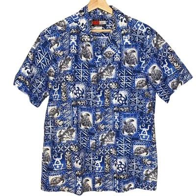 Camisa De Colección Tommy Hawaii Abotonada L Tortuga Honu Petroglifos Aloha Hawaiana Foto 1 de 4