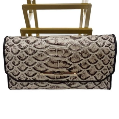 Brahmin Gris Cocodrilo Cuero Repujado Chequera Billetera Bolso sin asas Organizador Foto 1 de 4