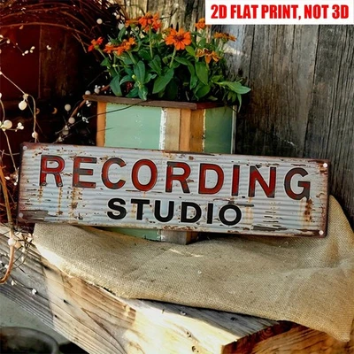 Vintage Recording Studio Metal Tin Sign Retro Music Decor for Home Studio Gift - Image 1 of 4