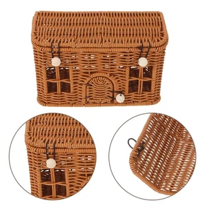 Scaffale decorativo tessuto a mano organizer imitazione rattan contenitore - Foto 1 di 18