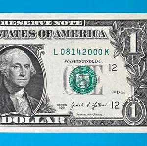 August 14, 2000 (L 08142000 K) BIRTHDAY Note $1 One Dollar Bill *UNC* - Picture 1 of 4