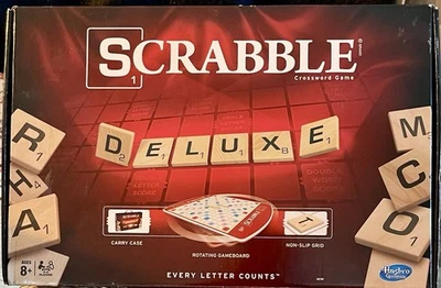 Scrabble Deluxe Edition Carry Case Game 100% Complete EUC Rotating Gameboard  - Image 1 of 4