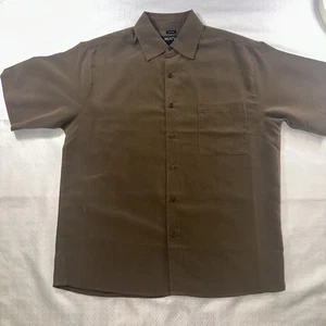 Bruno Sueded Men Short Sleeve Shirt Size Large Brown - Picture 1 of 8