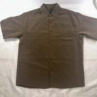 Bruno Sueded Men Short Sleeve Shirt Size Large Brown - Image 1 of 4