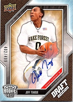 2009-10 Upper Deck 选秀版 #51 Jeff Teague 亲笔签名 #/499 — 第 1/2 张图片