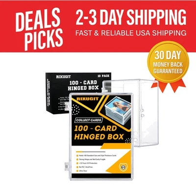 10-Pack 100-Count Hinged Trading Card Storage Boxes - Clear & Durable Design - Image 1 of 4