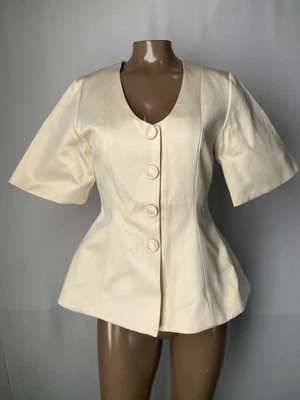 By Malene Birger Womens Top Pearl Ivory Size 2 Merlina Short Sleeve Faux Button - Image 1 of 4