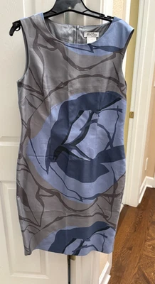 Max Mara Dress Womens 12 Blue/Gray Sleeveless Back Zip Holiday Party - Image 1 of 3