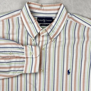 RALPH LAUREN Hemd Langarm Button Down Herren XL klassisch weiß pastell gestreift " - Bild 1 von 24