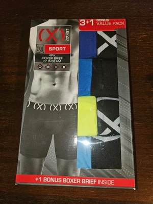 Paquete de 4 calzoncillos boxer deportivos pequeños 2(x)ist para hombre 6" entrepierna elástica sin etiquetas 28-30 Foto 1 de 4