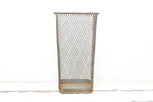 Antiguo 24,25" H NEMCO? Cesta de basura de malla de alambre de malla metálica gris - Imagen 1 de 14