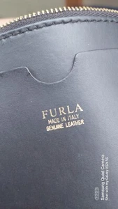 Furla Black Leath Mini Small/makeup Pounch/mini Coins Purse Black With Strap - Picture 1 of 4
