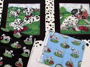 Cranston Collection Dalmation Dogs Cotton Fabric 2 Piece 18" X 44" ea + 2 Blocks - Picture 1 of 11