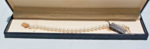 BEAUTIFUL MIKIMOTO SEA MAGIC 14K YELLOW GOLD CLASP CULTURED PEARL BRACELET 7" - Picture 1 of 10