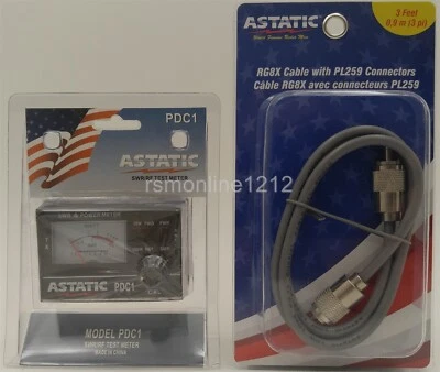 Astatic 302-01637 (PDC1) CB Radio SWR / RF Test Meter w/ 3' RG-8X Jumper Cable - Image 1 of 4