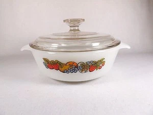 Fire King Natures Bounty Fruit Casserole & Lid - Picture 1 of 5
