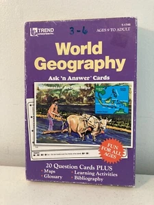 21 World Geography Ask 'N Answer Flash Cards Trend Enterprises Ages 9 to Adult  - Picture 1 of 7