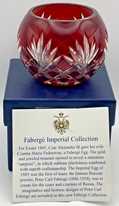 IMPERIAL FABERGE Ruby Cut To Clear CRYSTAL VOTIVE CANDLE HOLDER Signed & In Box - Picture 1 of 18