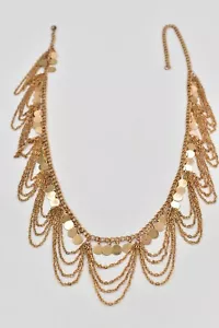 Cintura scuotitore vintage pendente moneta multicatena grosso oro metallizzato 26"-32" anni 80 - Foto 1 di 12