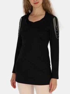 Attraktive Bluse Tunika  Longshirt Langarm Hüftlang Schwarz Gr. 42 - Bild 1 von 2