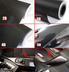 Air Free 2D 3D 4D 5D Black Carbon Fiber Whole Car Motor Wrap Vinyl Sticker AXUS - Picture 1 of 27