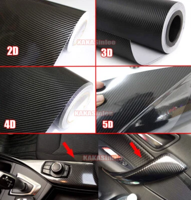 Air Free 2D 3D 4D 5D Black Carbon Fiber Whole Car Motor Wrap Vinyl Sticker AXUS - Изображение 1 из 4