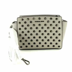 Michael Kors Selma Stud Medium Leather Messenger Bag $298, Pearl Grey - Picture 1 of 4