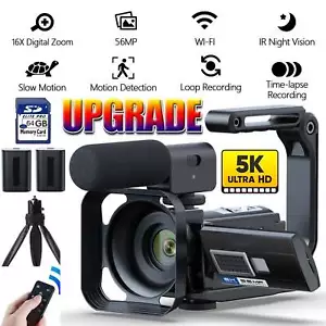 Professional Camcorder 5K Video Camera 56MP 16X Digital DV WiFi 3.0" Touchscreen - Picture 1 of 12