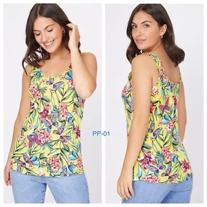 George Yellow Butterfly Print Floral Camisole Summer Vest Top Sizes 8 - 24 New - Picture 1 of 5