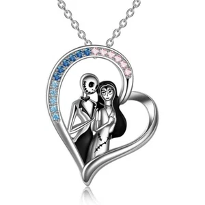 Collar Corazón Jack & Sally Pesadilla antes de Navidad Boda Pareja Regalo - Imagen 1 de 4