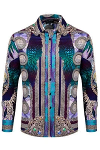 BARABAS Men's Rhinestone Angel Wings Long Sleeve Shirts 3SPR411 - Picture 1 of 9