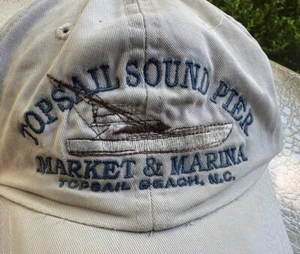 Topsail Sound Pier Hat Cap Strapback Khaki Embroidered Market Marina Beach NC - Picture 1 of 12