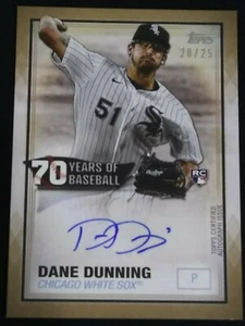 Dane Dunning 2021 Topps 70 Years Of Baseball Rookie Auto Gold #20/25 RC - Picture 1 of 1