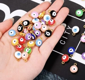 20 Evil Eye Charms Whole Sale Findings Bulk Pendentives Love - Picture 1 of 12