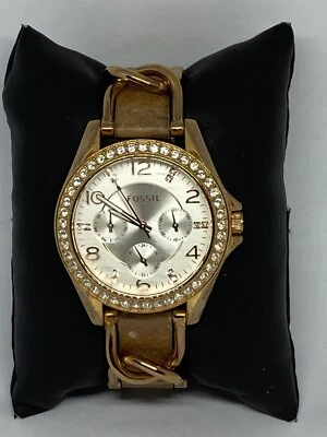 Женские кварцевые подлинные наручные часы Fossil ES3466 коричневый кожаный аналоговый циферблат FR118 - Изображение 1 из 4