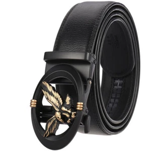 Business Men's Leather Belt Eagle Automatic Buckle Belt Ratchet Strap Gift Suit - Bild 1 von 4